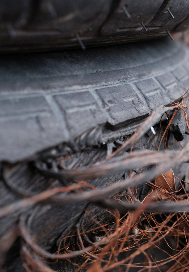 teared tire
