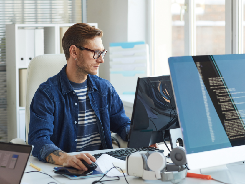 Developer working at desk