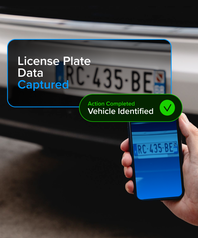 Mobile phone scanning a license plate