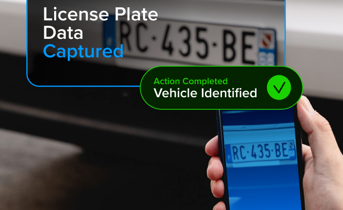 Mobile phone scanning a license plate