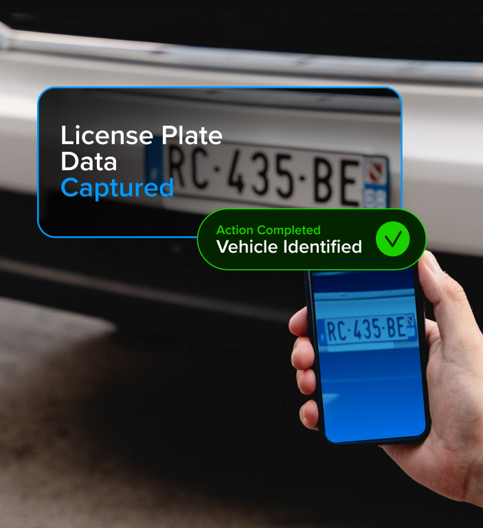 Mobile phone scanning a license plate