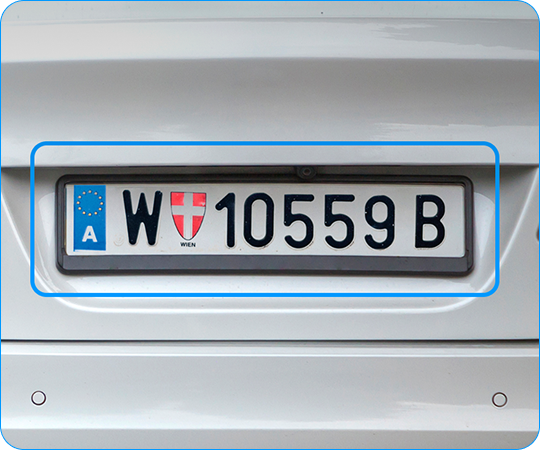 An US license plate detected by the Anyline car plate scanner